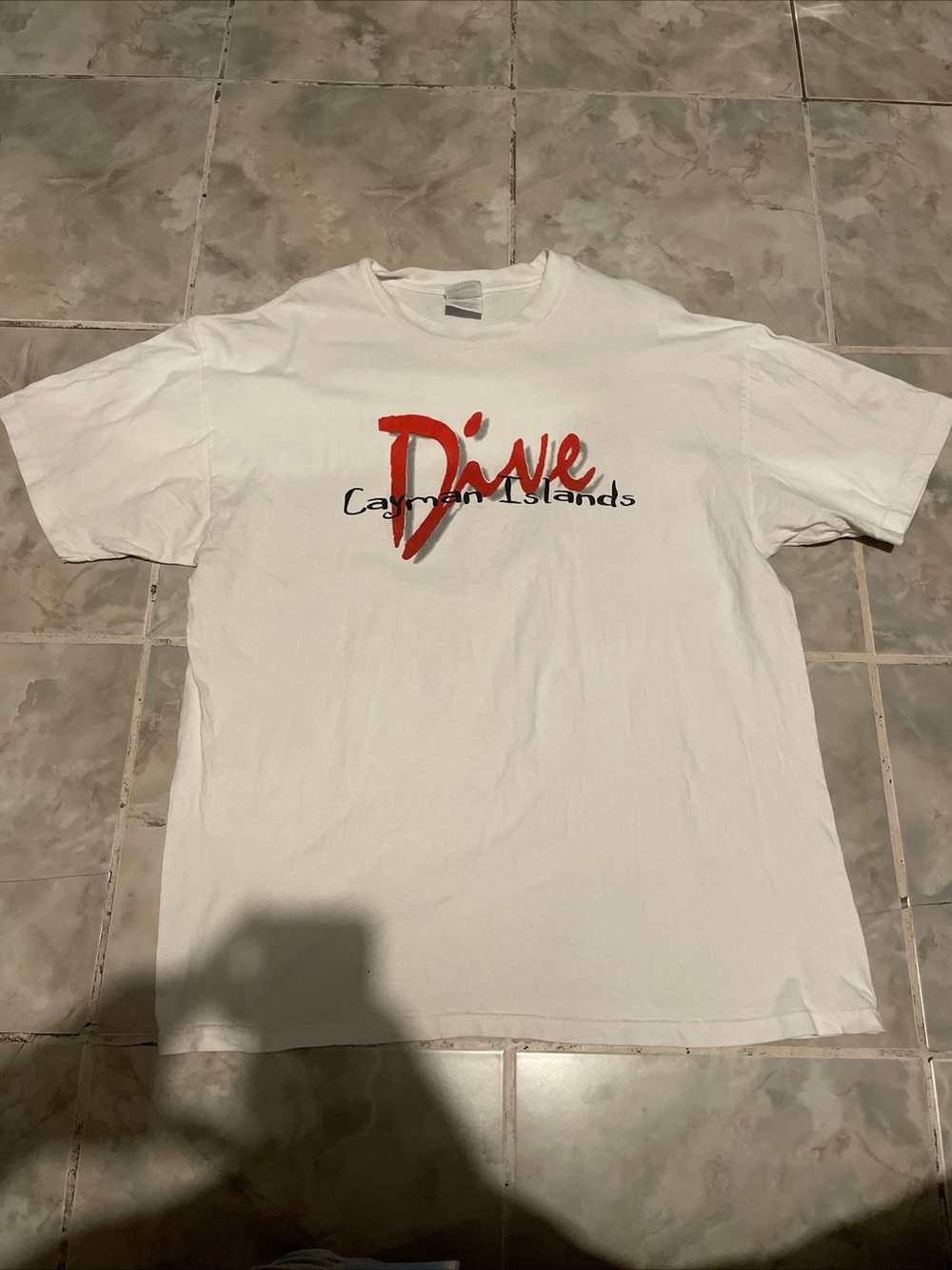 Vintage 90s Cayman Islands Scuba Dive Spellout Logo Single Stitch T-Shirt SZ XL